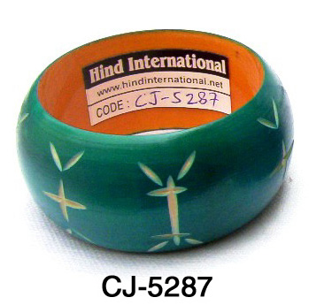 Wooden Bangle Coloured (CJ-5287), Color : Green