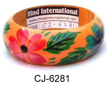 Wooden Bangle Coloured (CJ-6281), Color : Multi