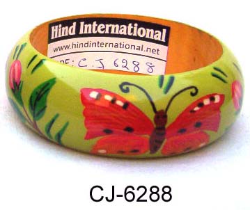 Wooden Bangle Coloured (CJ-6288), Color : Multi