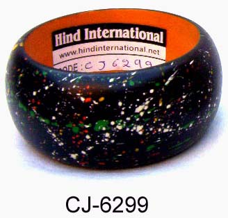 Wooden Bangle Coloured (CJ-6299), Color : Multi
