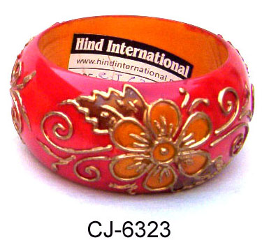 Wooden Bangle Coloured (CJ-6323), Color : Multi
