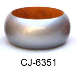 Wooden Bangle Coloured (CJ-6351), Color : Silver