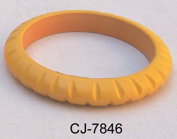 Wooden Bangle Coloured (CJ-7846), Color : Yellow