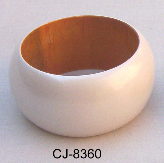 Wooden Bangle Coloured (CJ-8360), Color : White