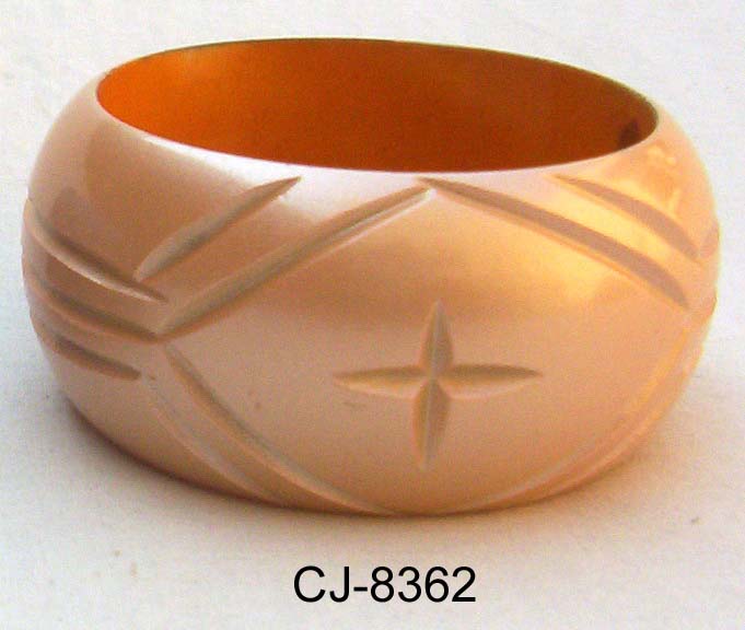 Wooden Bangle Coloured (CJ-8362), Color : Cream