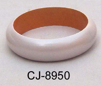 Wooden Bangle Coloured (CJ-8950), Color : White