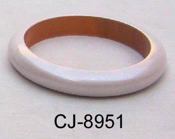 Wooden Bangle Coloured (CJ-8951), Color : White