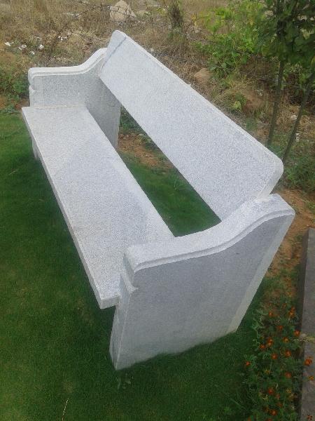 Grey Rectangular Polished Plain Granite Armrest Bench, for Garden, Style : Modern