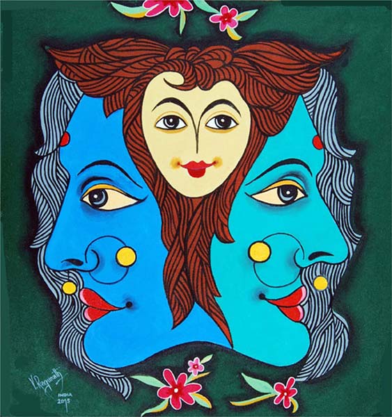 Three Faces of Smiling Painting