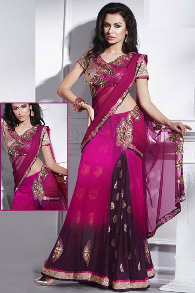  Lehenga Saree, Color : Purple, Magenta