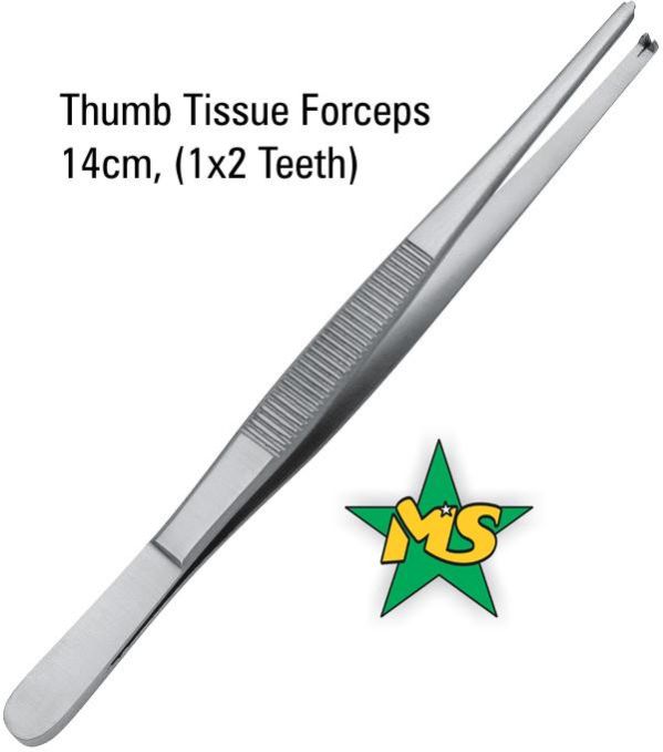 Thumb Tissue Forceps 14cm 1x2 Teeth