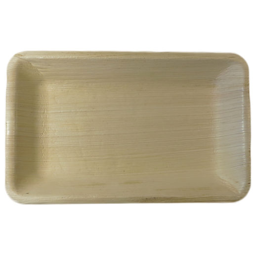 Brown Rectangular Areca Palm Leaf Tray, for Serving, Feature : Biodegradable, Light Weight