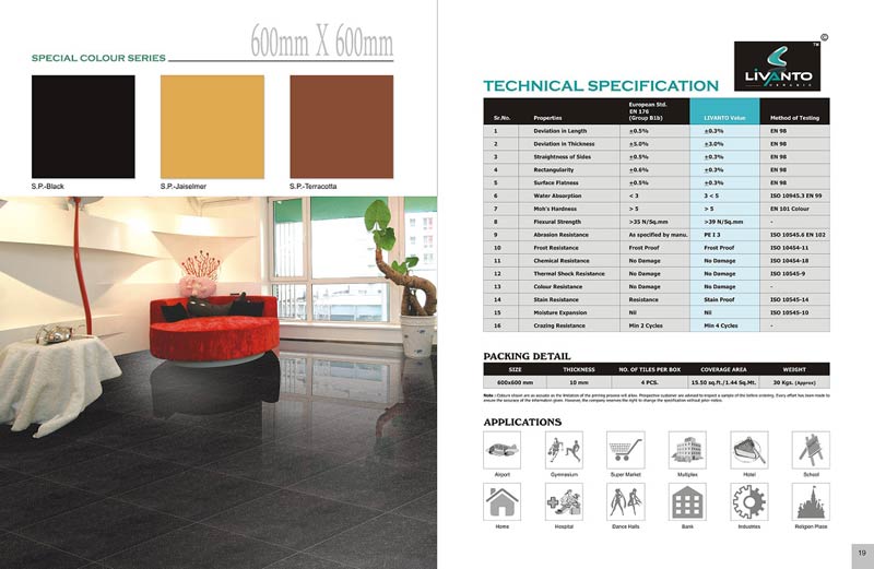 Livanto Ceramic Plain Color Porcelain Tiles