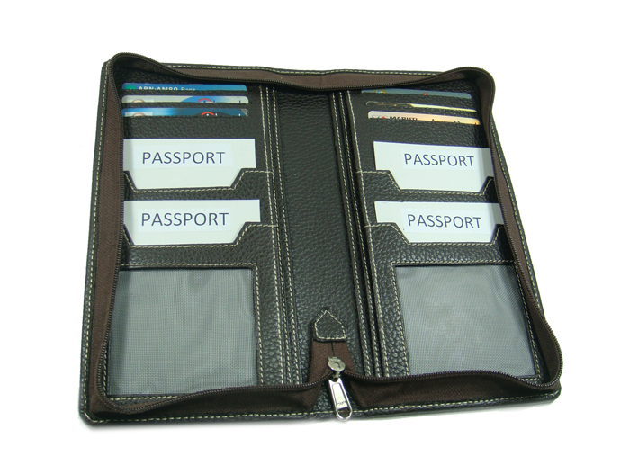 Essart PU Leather Family Passport Holder for 4 Passports-(Brown)
