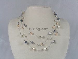 multi color potato shape pearl necklace