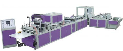 NON woven bag making machine with online box bag creasing unit