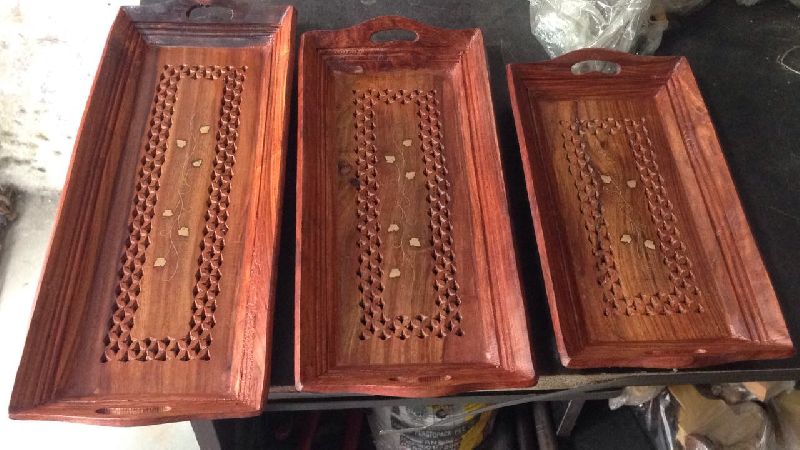 wooden coffee tray set