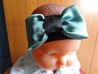 Black and Green Satin Bow On Band