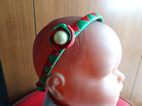 Red and Green Zig Zag Satin Draped Hairband with Pearl