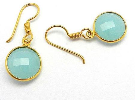 Aqua Chalcedony Gemstone Earrings
