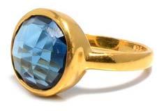 Gold Plated Blue Topaz Gemstone Ring