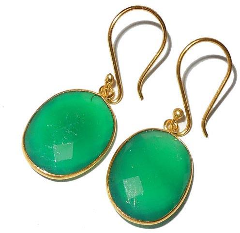 Natural Green Onyx Gemstone Earrings