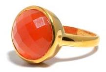 Orange chalcedony gemstone ring