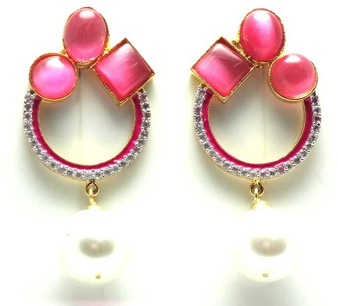 Pink Stone Earrings