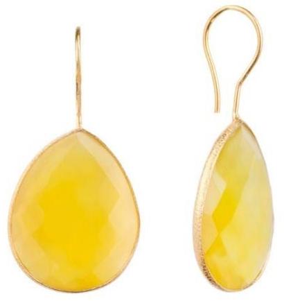 Yellow Chalceodny Gemstone Earrings