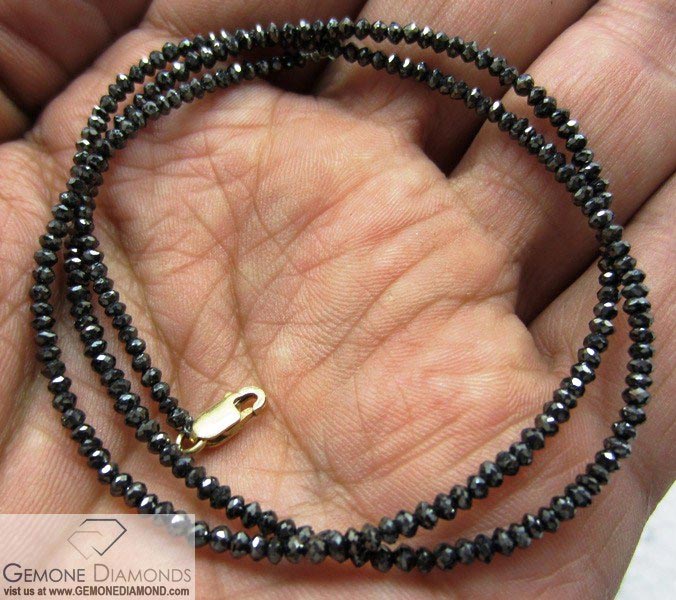 Opaque Clarity Natural Black Diamond Beads Necklace