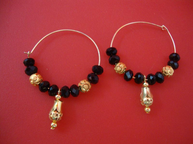 Black Beads Studded Fancy Earrings