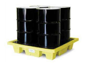 Enpac 4 drum Slimline poly spill pallet with secondary containment