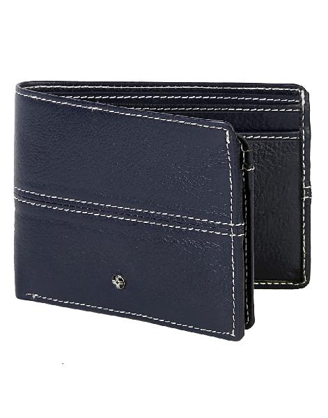 JL Collections Men's Blue Leather Wallet (17 Card Slots)-JL_MW_3343