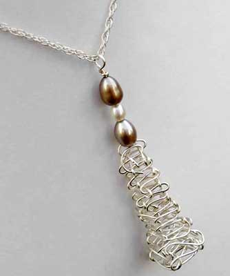 Pearl Gemstone Silver Necklace -02