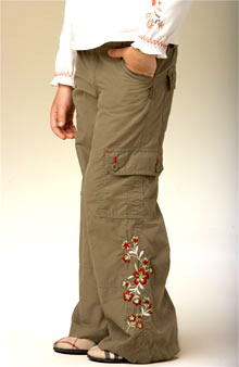 Pumpkin Patch Embroidered Cargo Pants