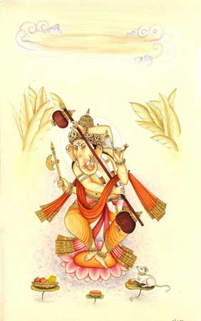 Polished Paper lord ganesha paintings, Style : Abstract