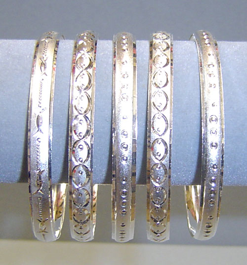 Threetone Plated Diamond Cut Bangles