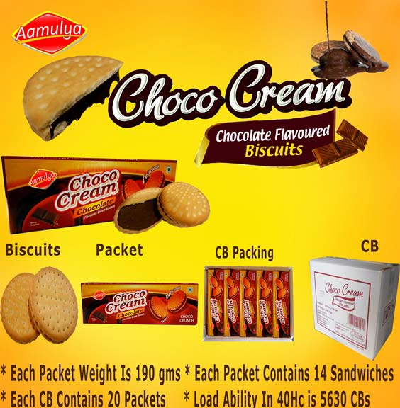 Aamulya Choco Cream Sandwich Biscuits, Shelf Life : 24 Months