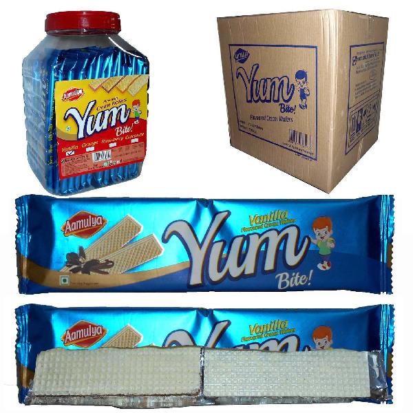 Yum Vanilla Wafers, Packaging Type : Bag, Box, Bulk, Family Pack, Gift Packing, Single Package