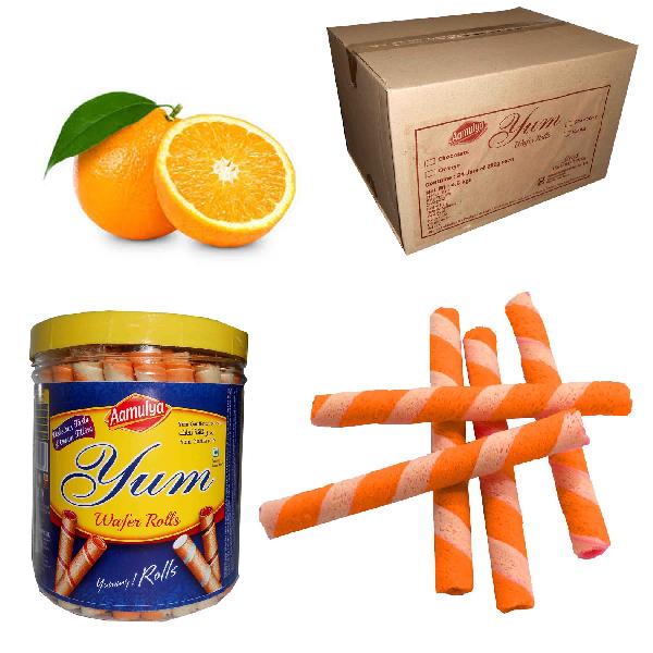 Aamulya Orange Wafer Rolls, Certification : FDA, GMP, HACCP, ISO, Halal Certifications