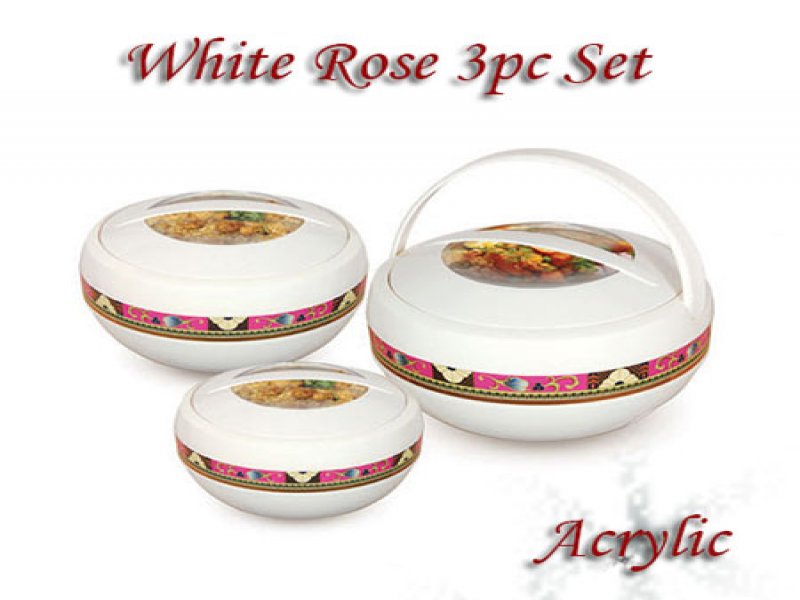 White Rose Acrylic Hot Pot Set