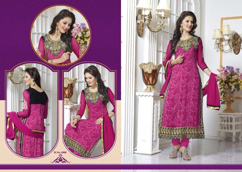 Crackers - Designer Georgette with Embroidered Straight Suits