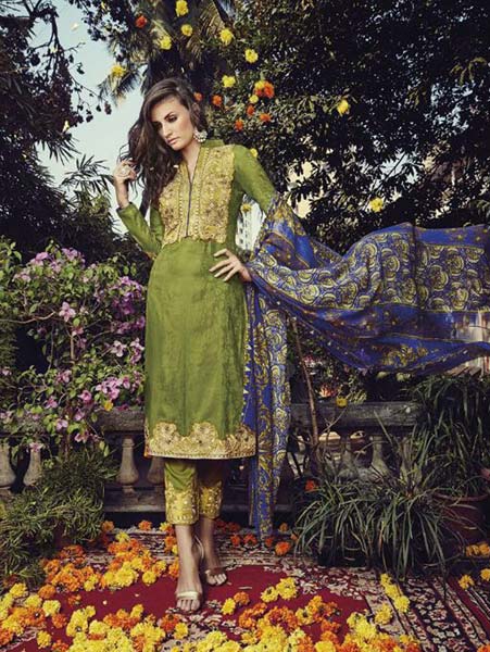 Glace Cotton Jacquard with Embroidery Suit