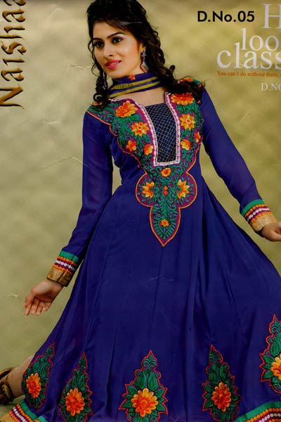 Georgette Anarkali with Beautiful Embroidery Patch Work Dress Material