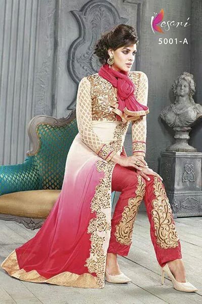 Plazo Designer Georgette Embroidered Straight Suits