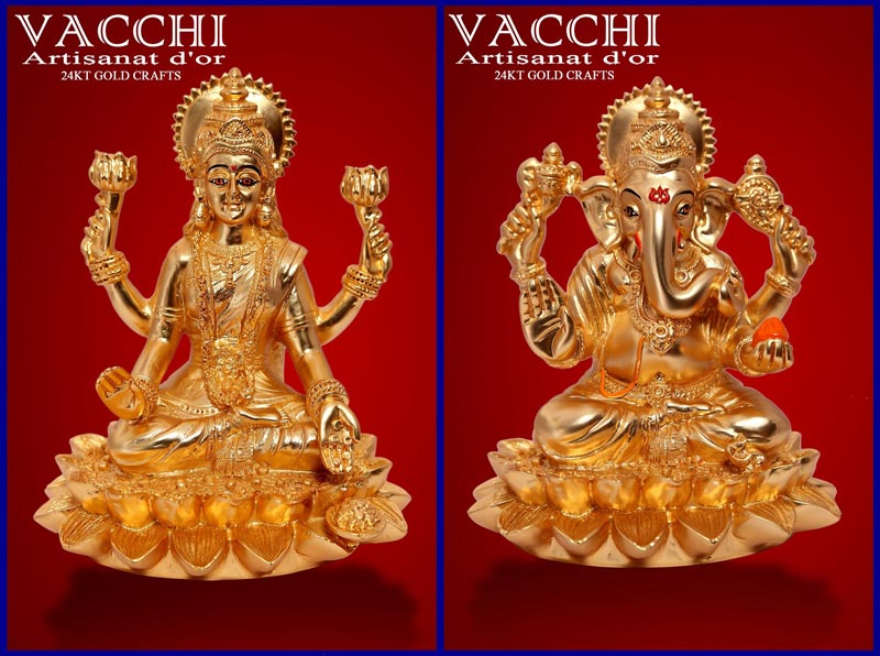 Gold Plated Lakshmi Ganesha Idols