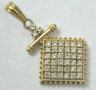 The Grid - 18k Yellow Gold Diamond Pendant