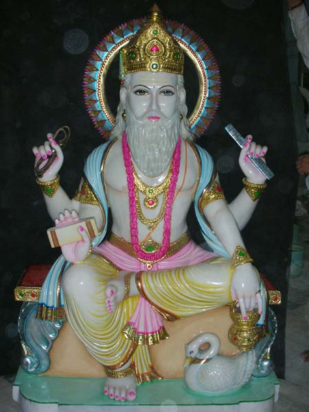 Polished Marble Vishwakarma Statue, for Home, Office, Style : Antique