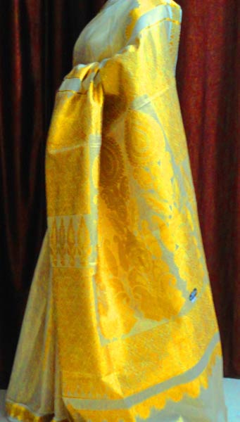 ParivastR Golden Tissue Sarees