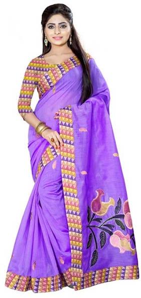 Beautiful Lady Embroidery Cotton Saree